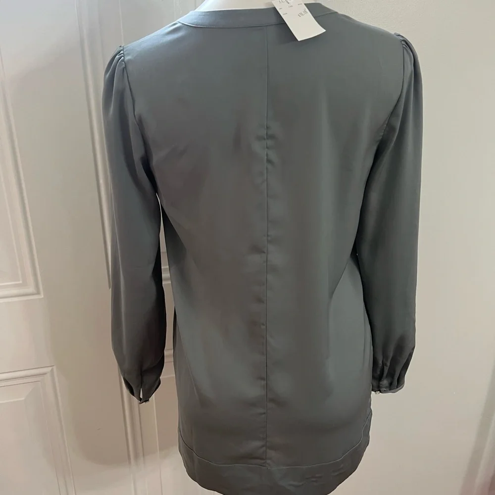 J. Crew Slate Blouse with Ebony Lace Detail